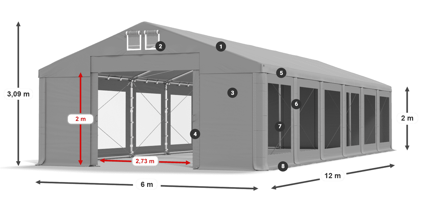 Dach: MS 580 PVC Ściany: MS 580 PVC