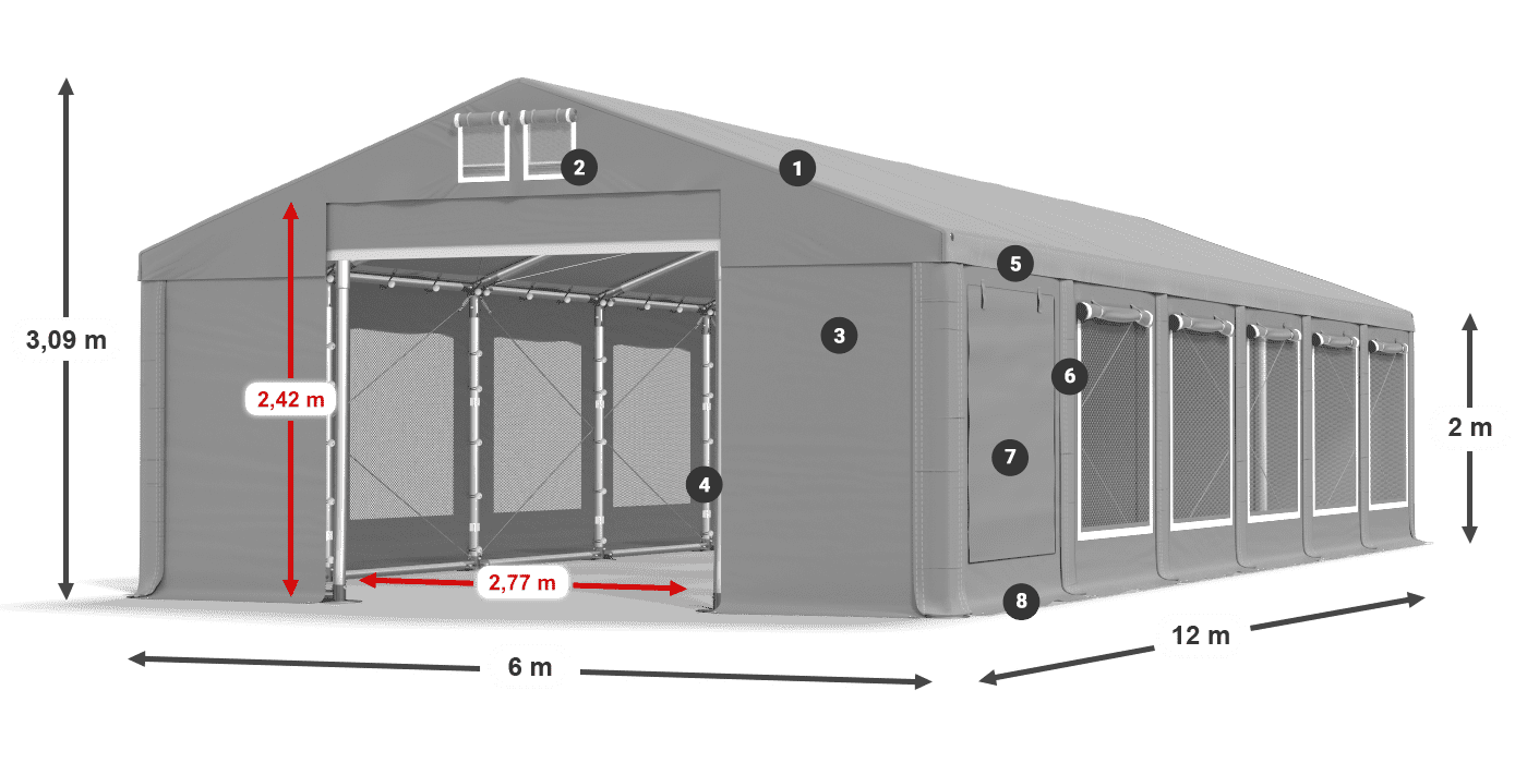 Dach: MS 580 PVC Ściany: SD M 500 PVC 2m legenda