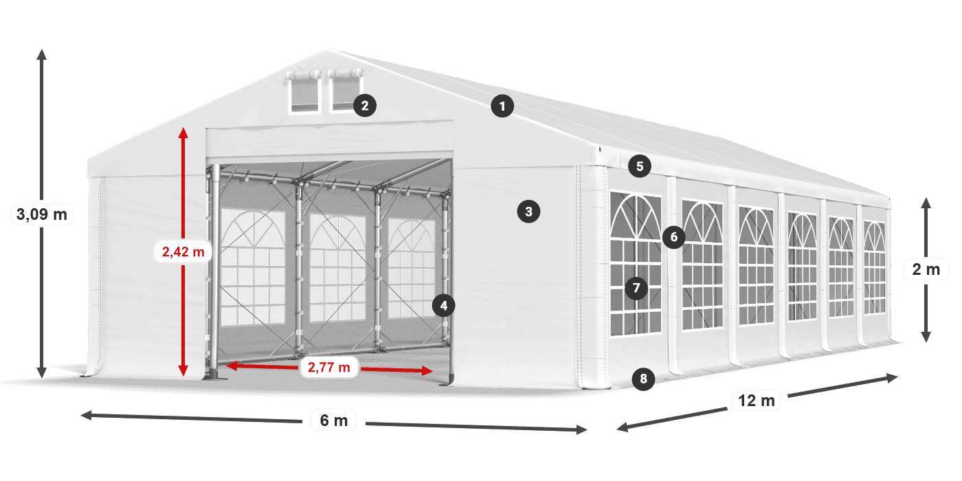 Dach: SD 560 PVC Ściany: FR 620 PVC legenda 2m