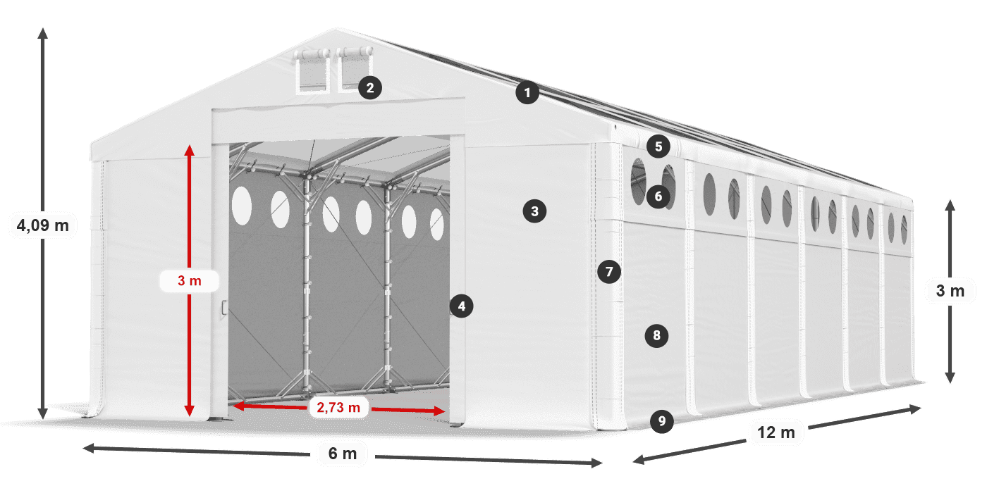 Dach: MS T 580 PVC Ściany: MS O 580 PVC 3m legenda