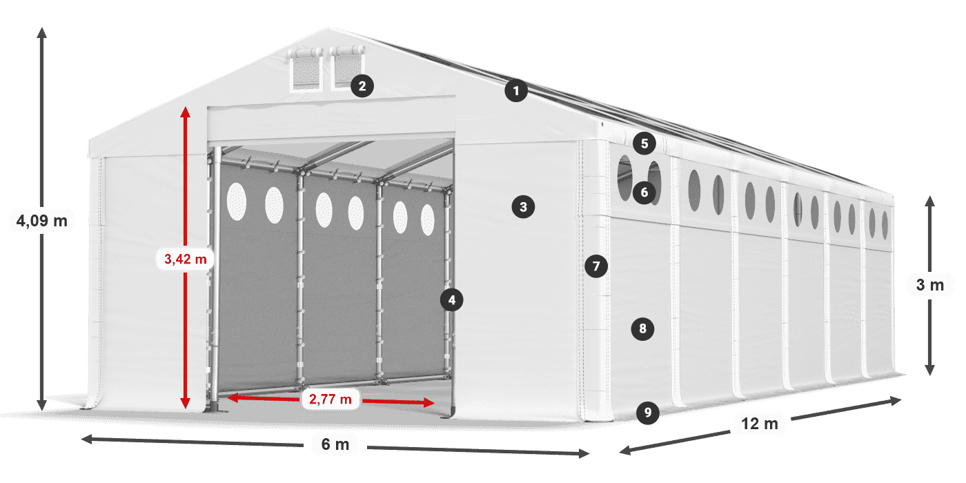 Dach: MS T 580 PVC Ściany: SD O 500 PVC 3m legenda