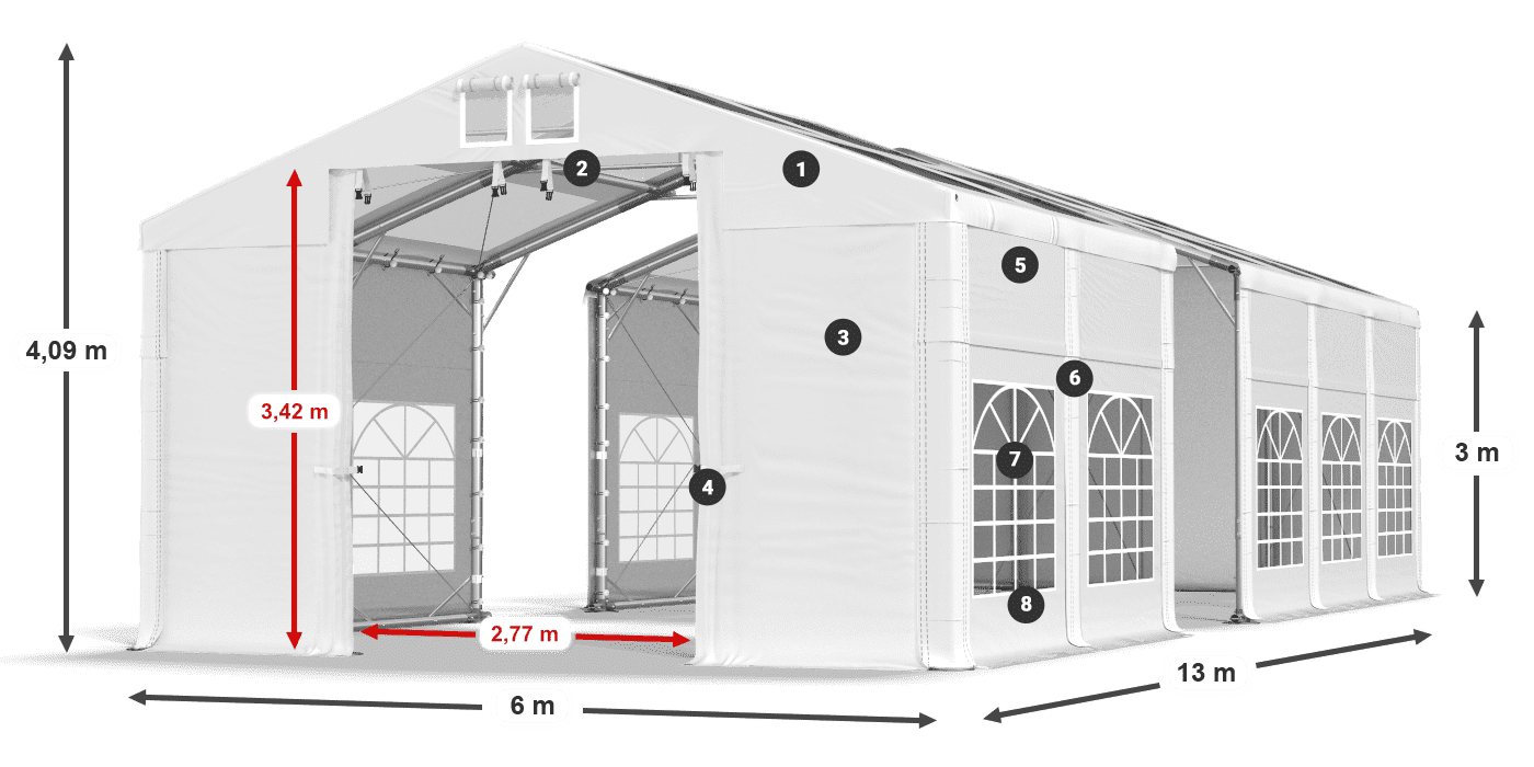 Dach: MS T 580 PVC Ściany: FR 620 PVC 3m legenda