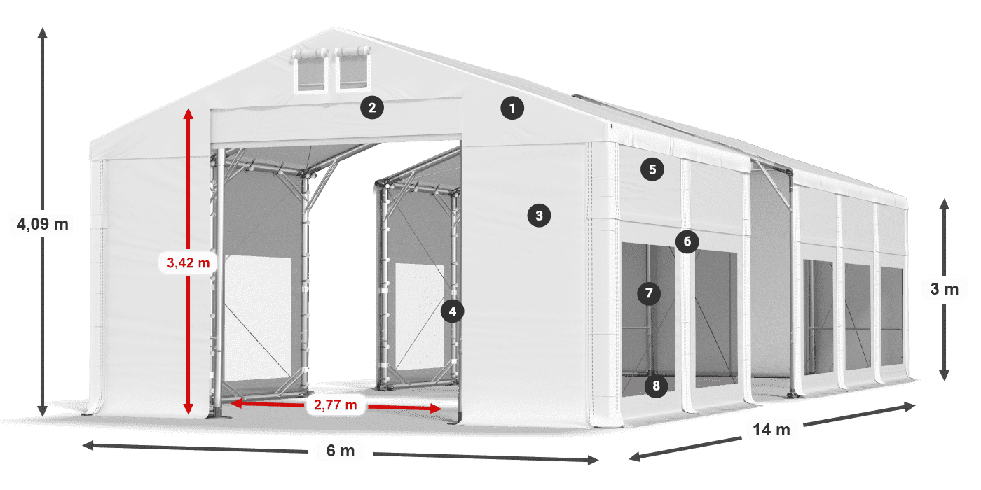Dach: FR 620 PVC Ściany: MS 580 PVC 3m legenda