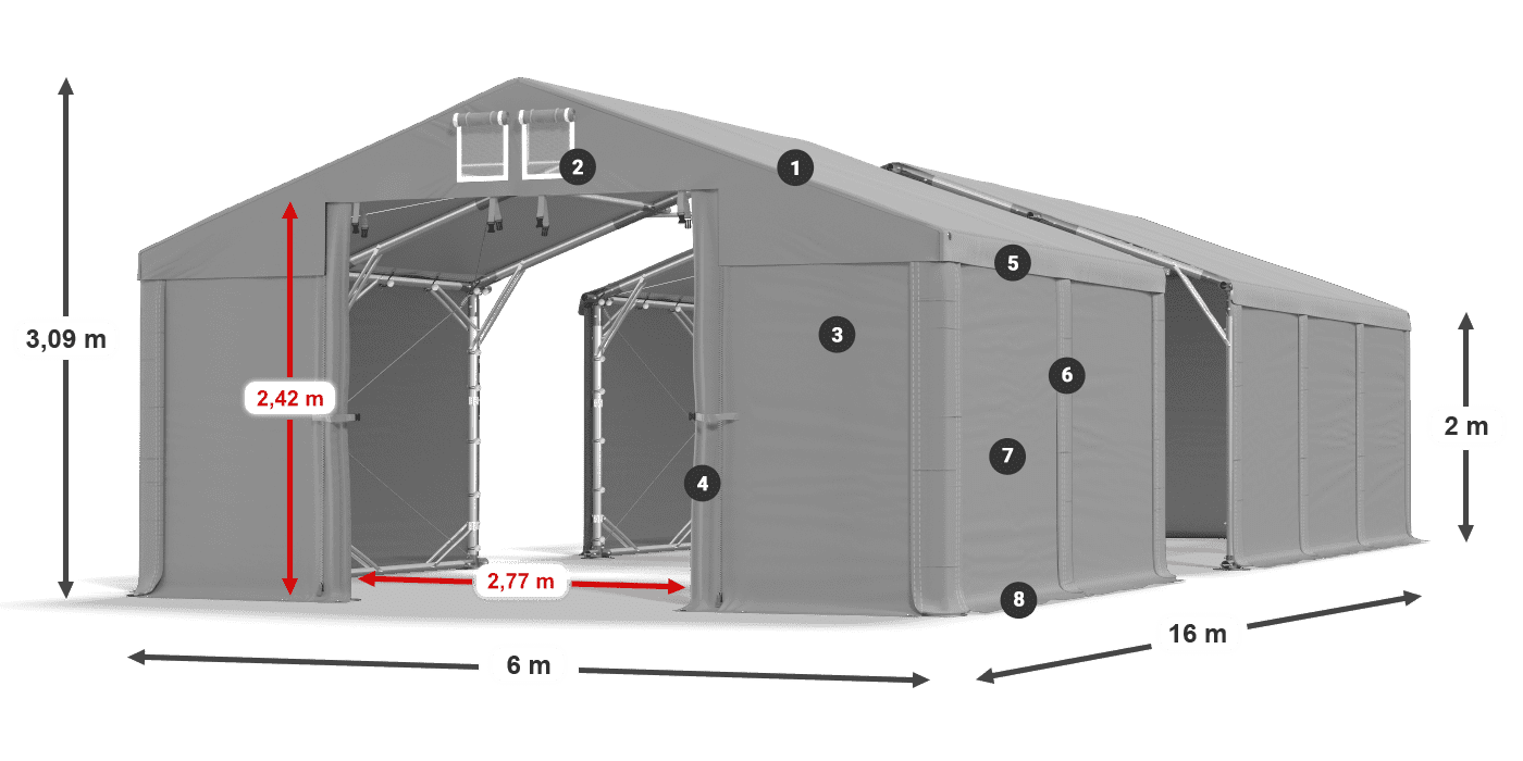 Dach: FR 620 PVC Ściany: SD 500 PVC 2m legenda