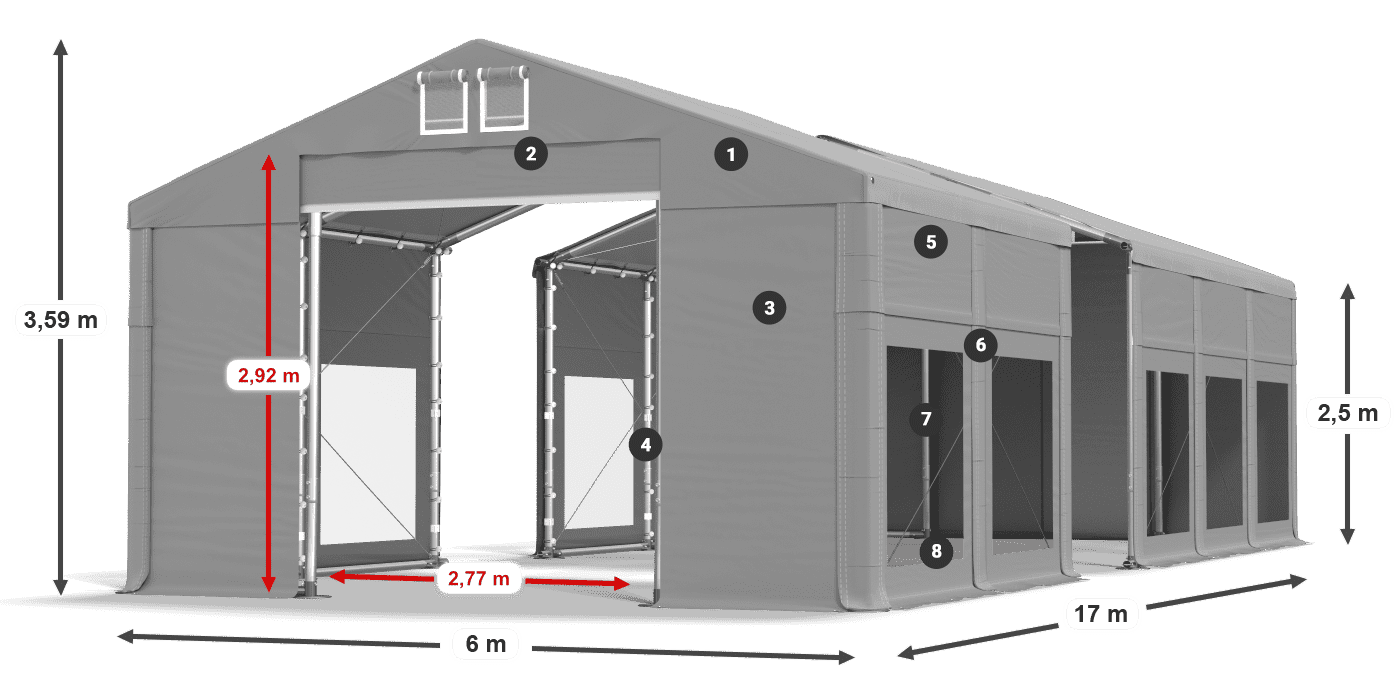 Dach: MS 580 PVC Ściany: MS 580 PVC 2.5m legenda