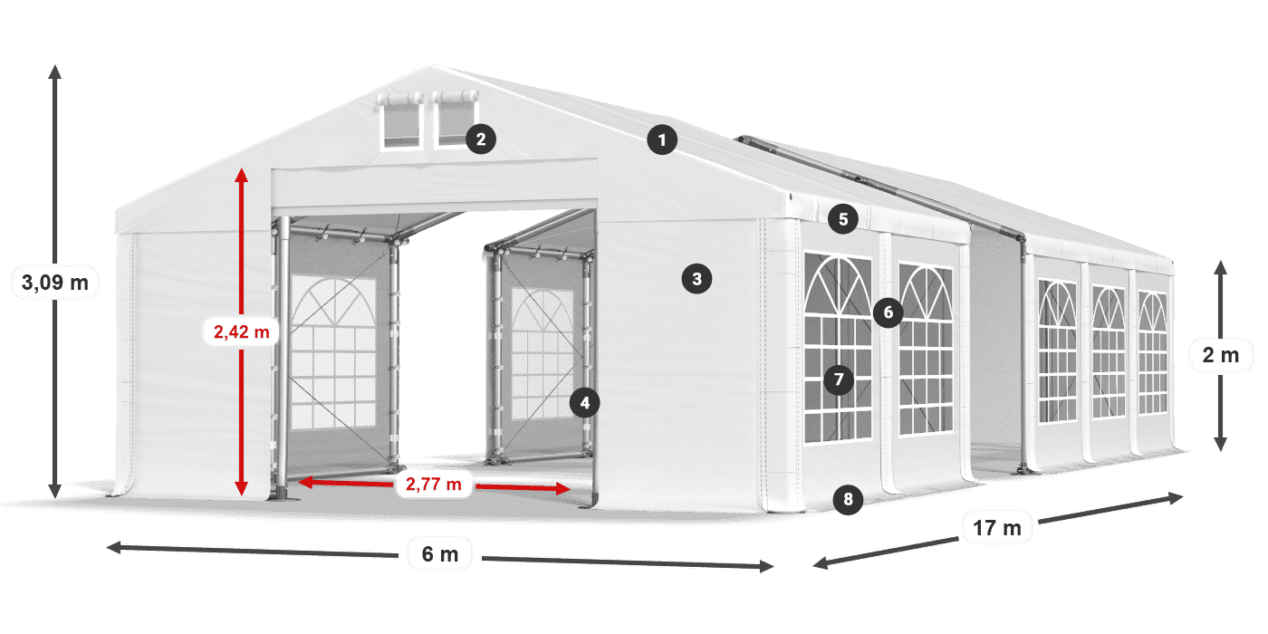 Dach: MS 580 PVC Ściany: FR 620 PVC 2m legenda