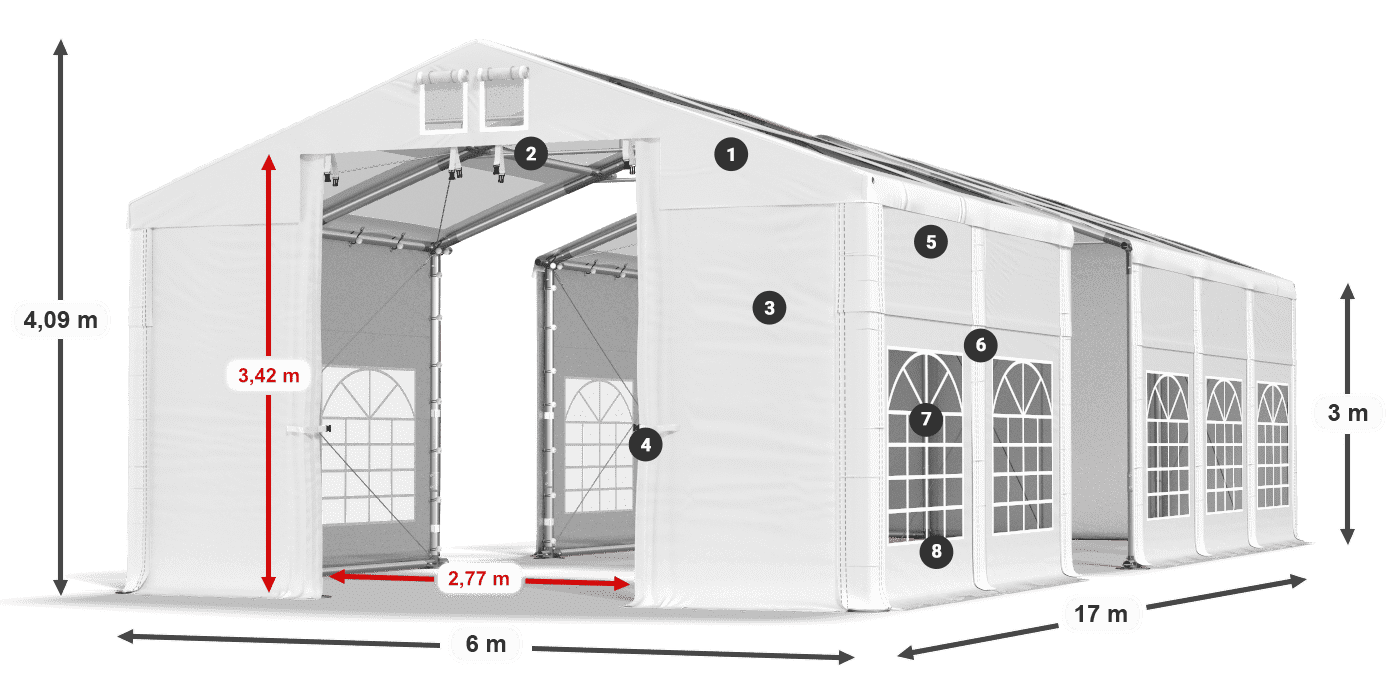 Dach: MS T 580 PVC Ściany: FR 620 PVC 3m legenda