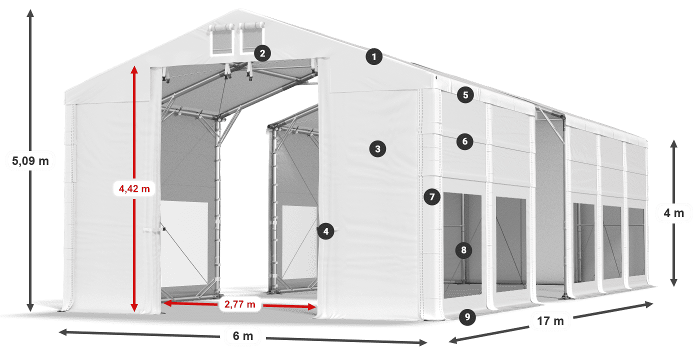 Dach: MS 580 PVC Ściany: MS 580 PVC 4m legenda