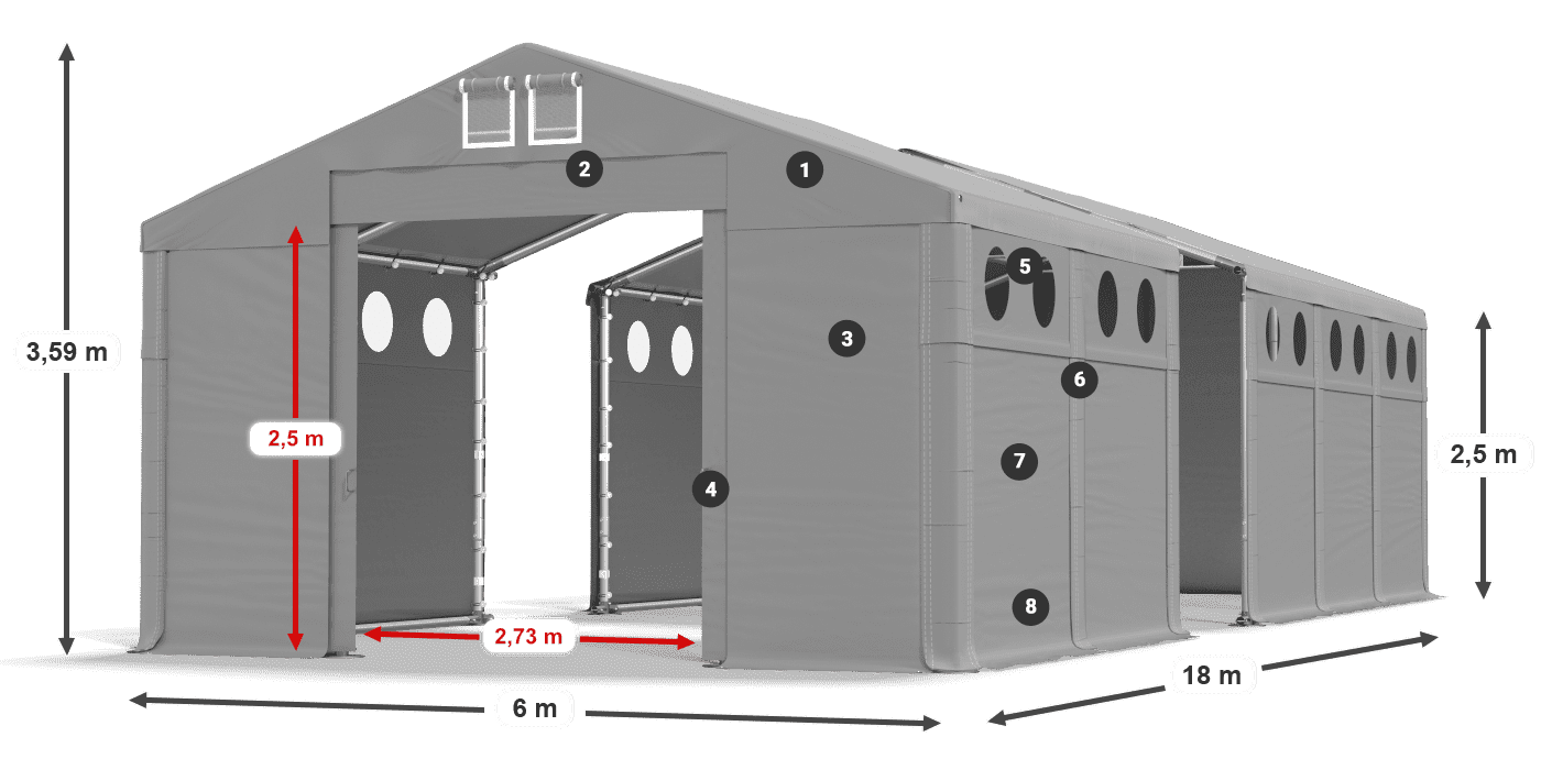 Dach: MS 580 PVC Ściany: SD O 500 PVC 2.5m legenda