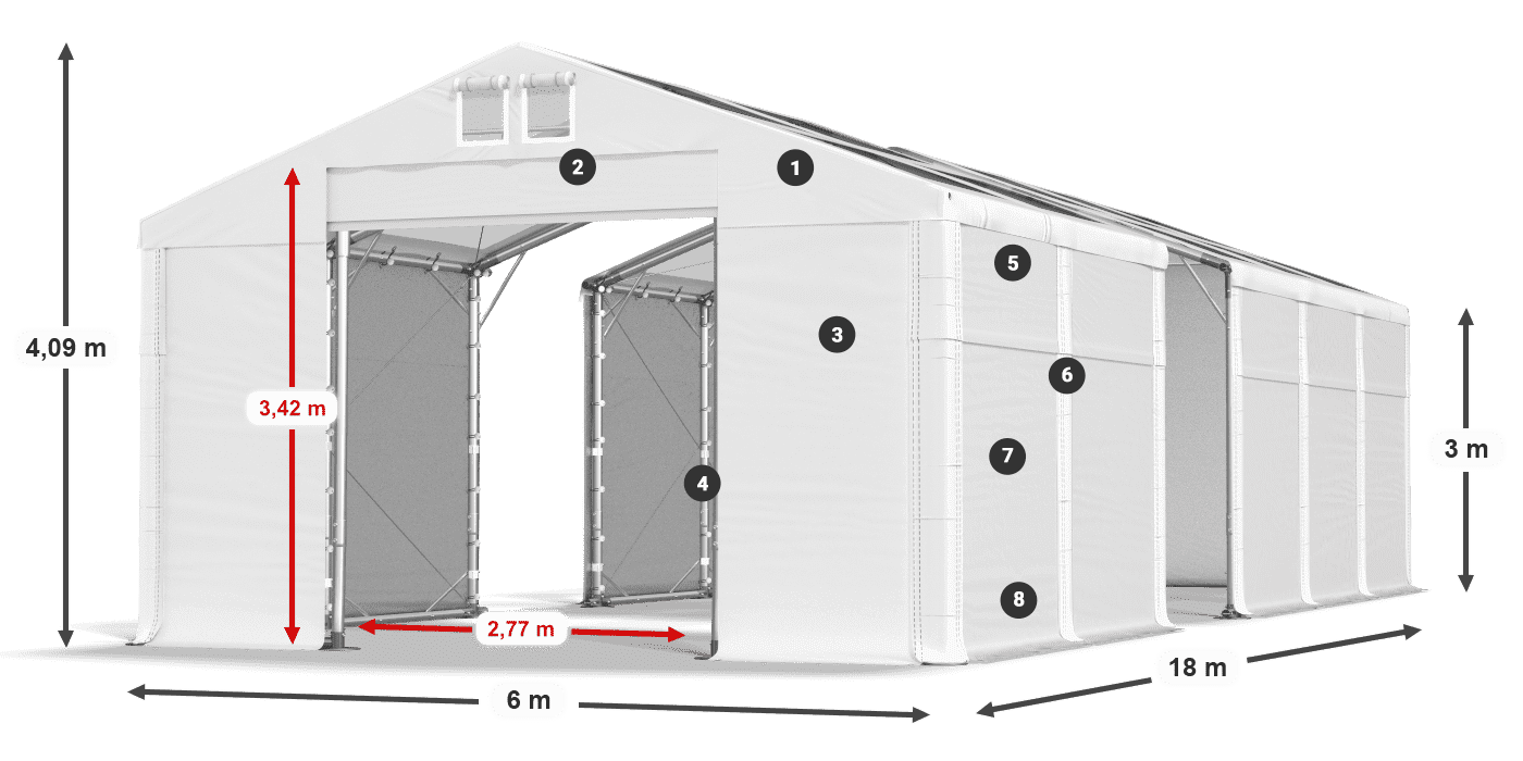 Dach: MS T 580 PVC Ściany: SD 500 PVC 3m legenda