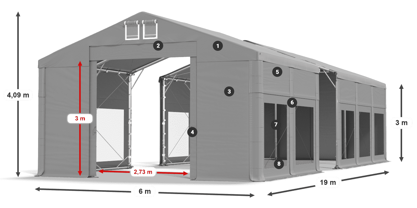 Dach: MS 580 PVC Ściany: MS 580 PVC 3m legenda