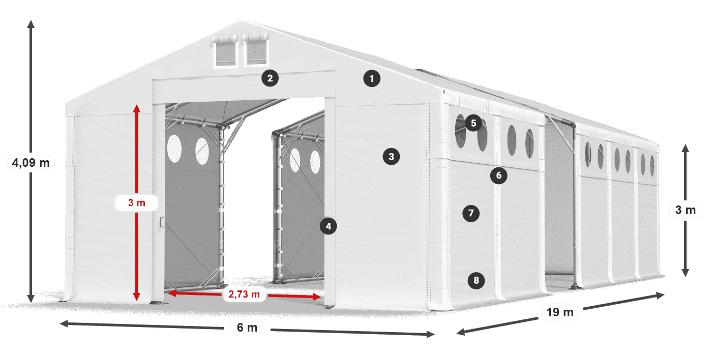 Dach: MS 580 PVC Ściany: SD O 500 PVC 3m legenda