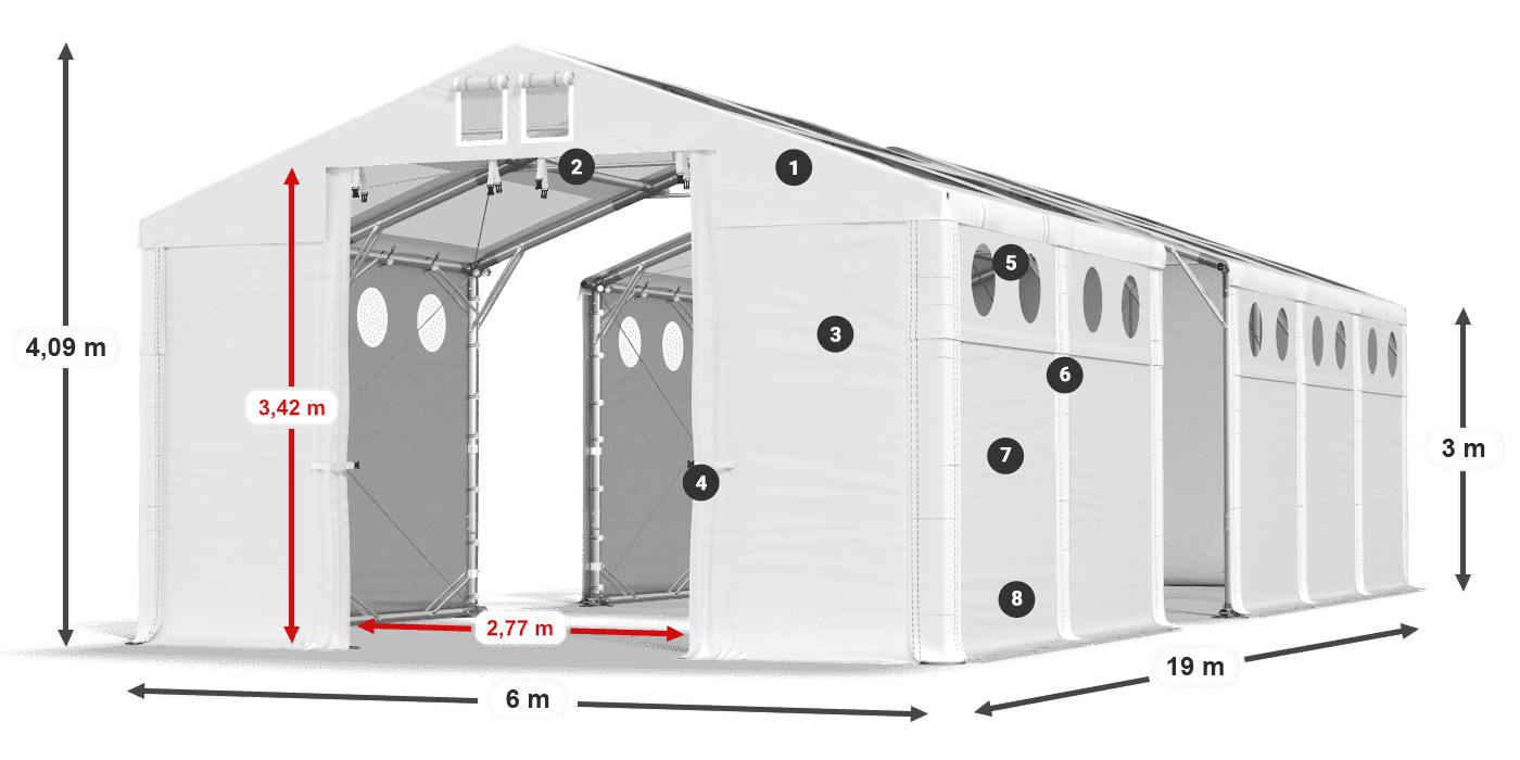 Dach: MS T 580 PVC Ściany: SD O 500 PVC 3m legenda