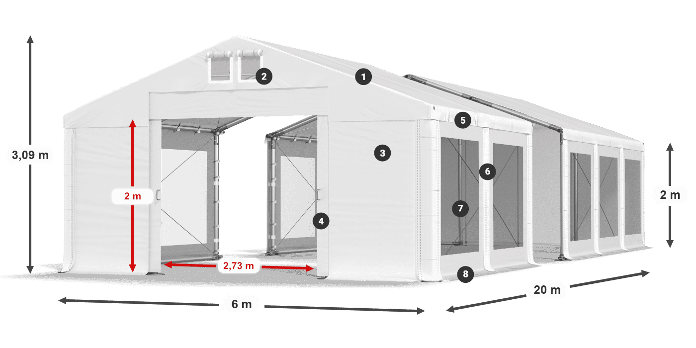 Dach: MS 580 PVC Ściany: MS 580 PVC 2m legenda