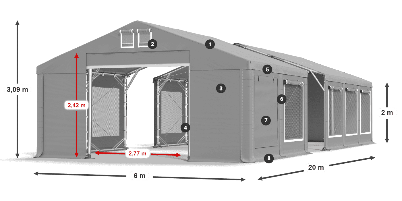 Dach: MS 580 PVC Ściany: SD M 500 PVC 2m legenda