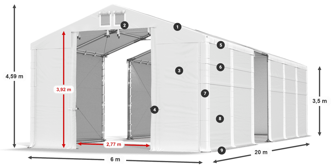 Dach: MS 580 PVC Ściany: SD 500 PVC 3.5m legenda