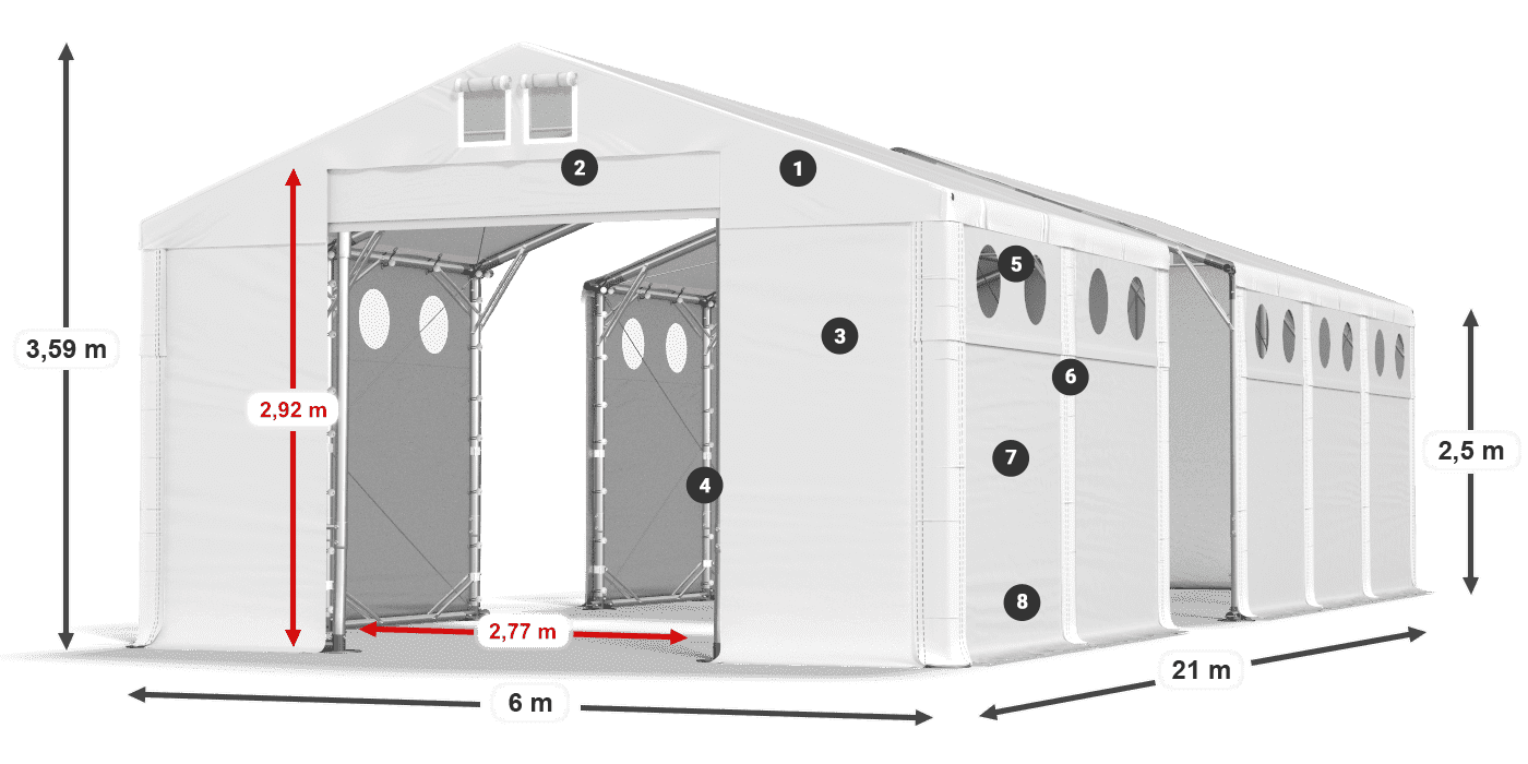 Dach: FR 620 PVC Ściany: MS O 580 PVC 2.5m legenda