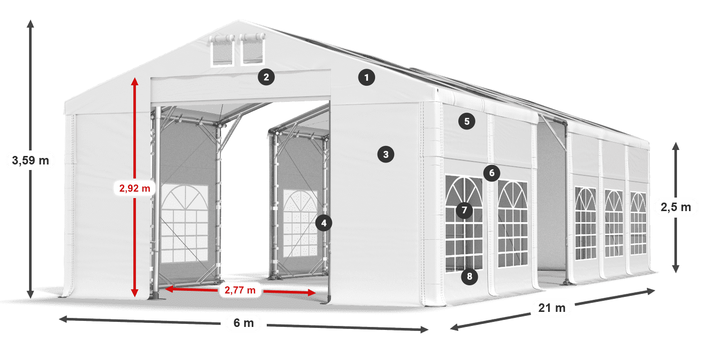 Dach: MS T 580 PVC Ściany: FR 620 PVC 2.5m legenda