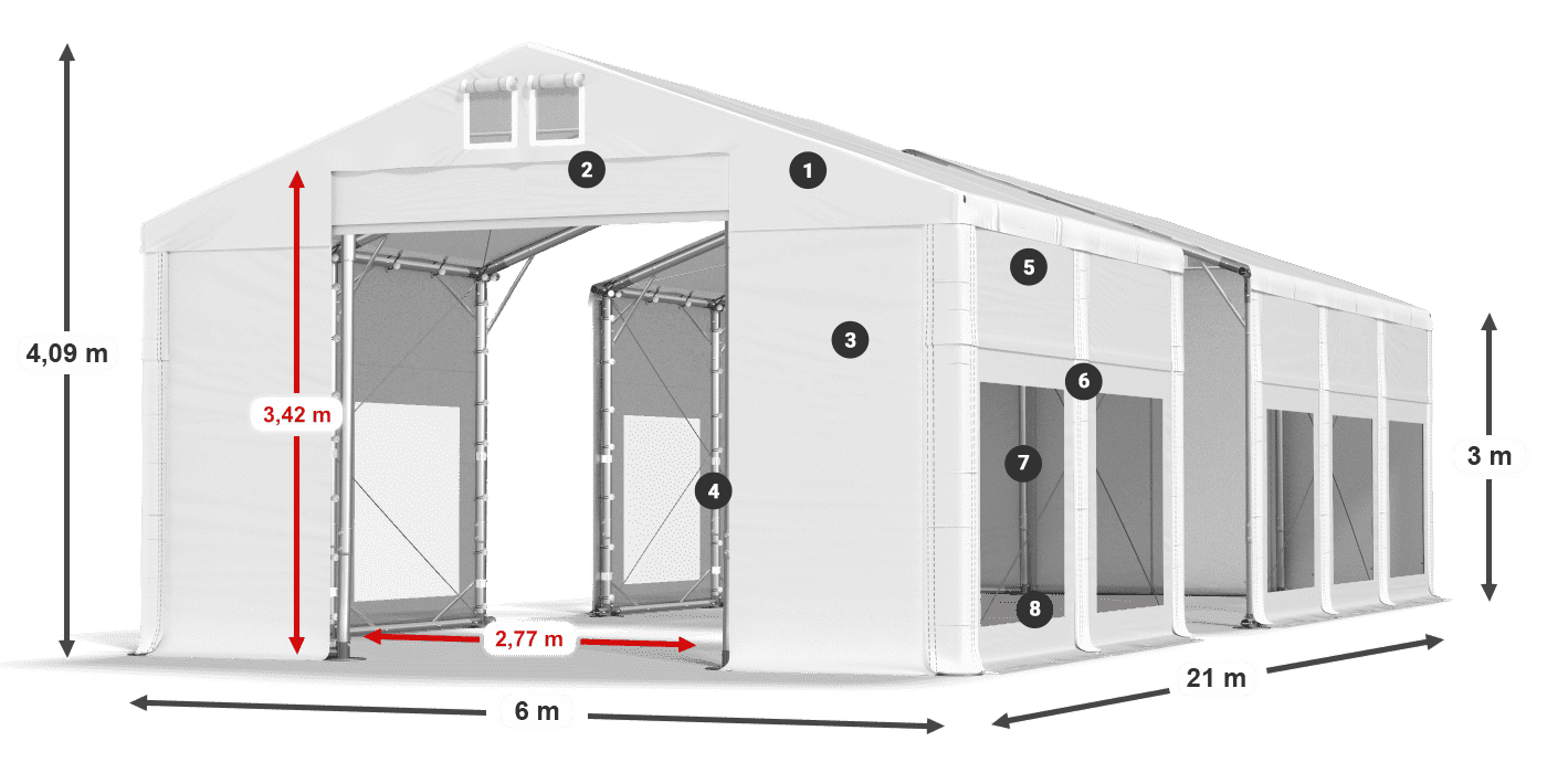 Dach: FR 620 PVC Ściany: MS 580 PVC 3m legenda