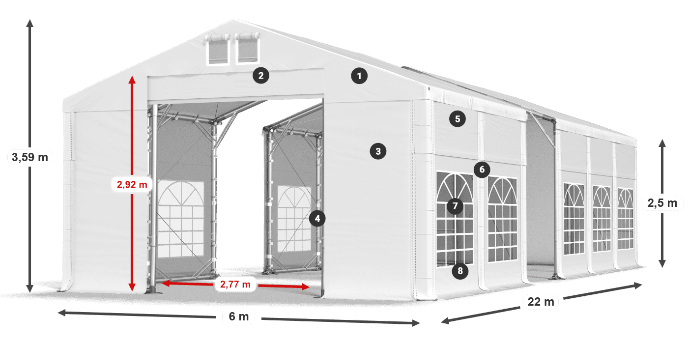 Dach: SD 560 PVC Ściany: FR 620 PVC legenda 2.5m