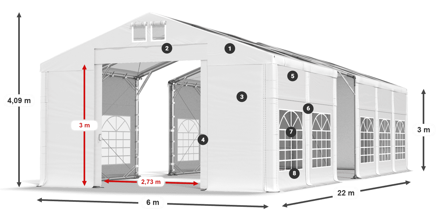 Dach: MS T 580 PVC Ściany: SD I 500 PVC 3m legenda