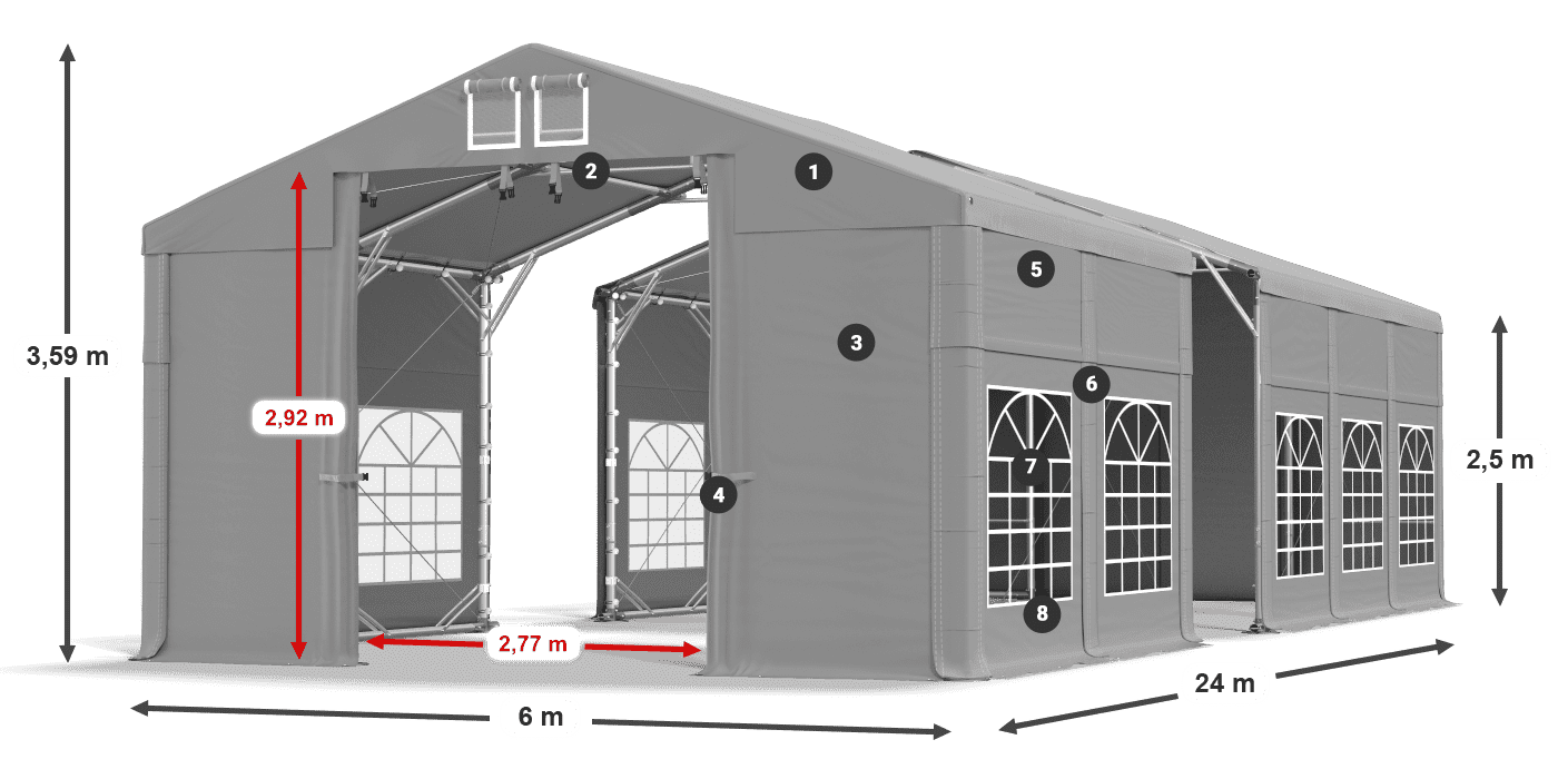 Dach: FR 620 PVC Ściany: SD 500 PVC 2.5m legenda