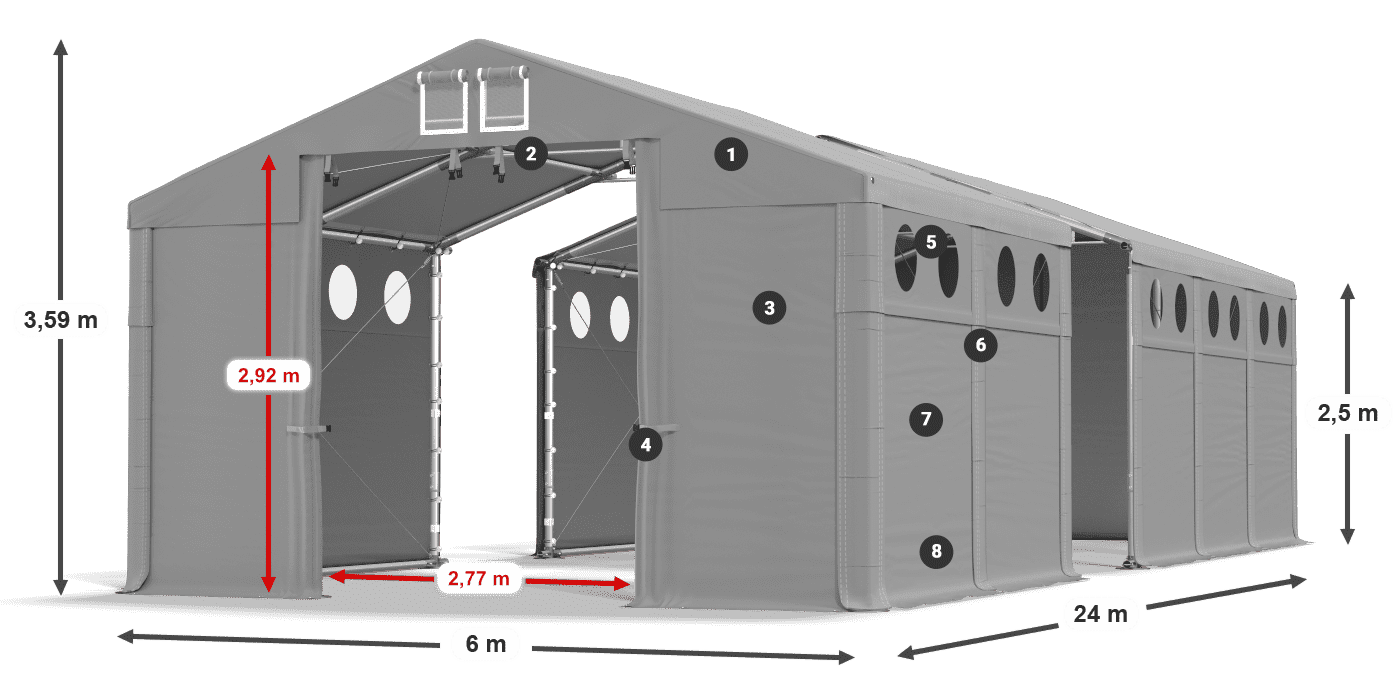 Dach: SD 560 PVC Ściany: FR O 620 PVC legenda 2.5m