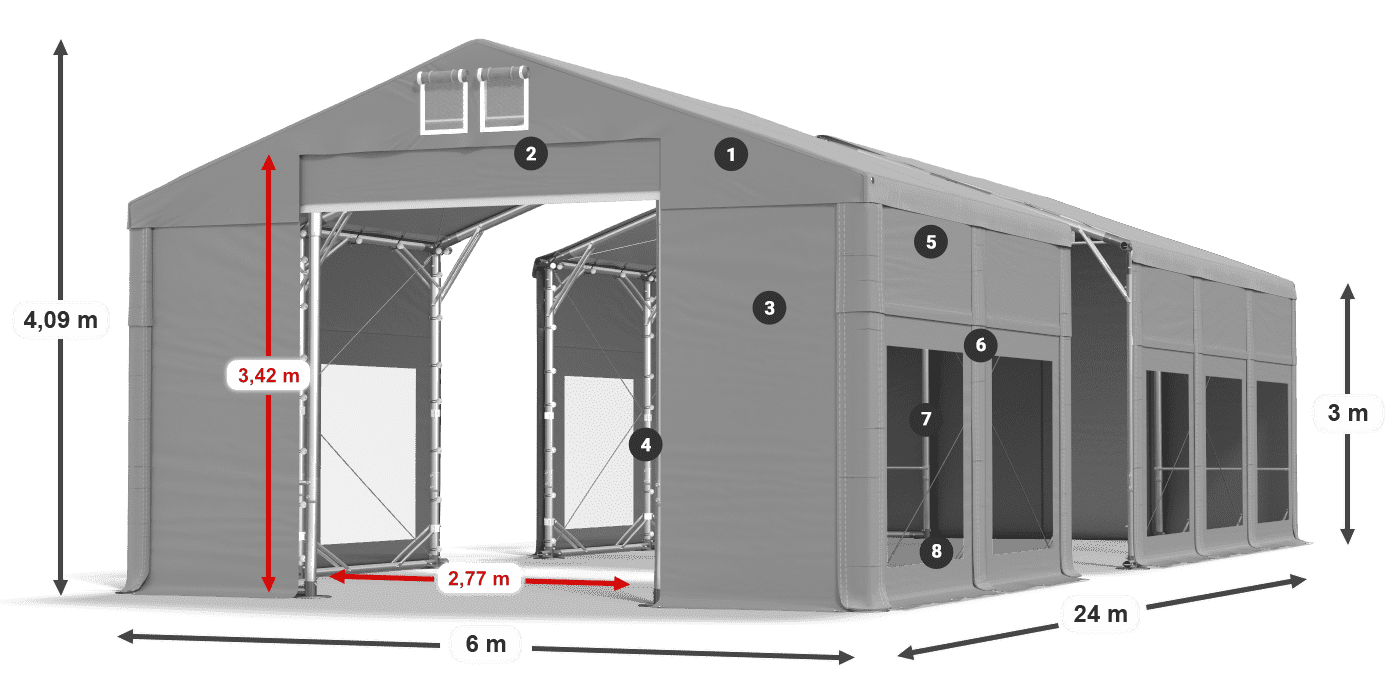 Dach: FR 620 PVC Ściany: MS 580 PVC 3m legenda