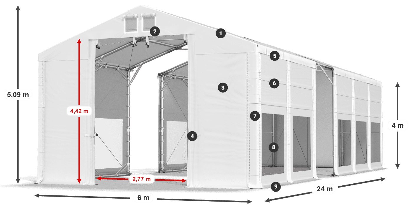 Dach: MS 580 PVC Ściany: MS 580 PVC 4m legenda