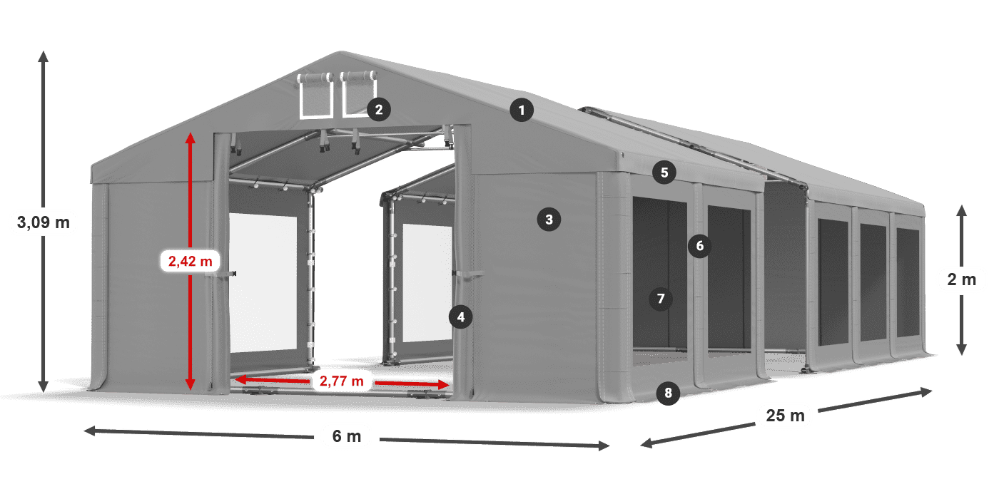 Dach: MS 580 PVC Ściany: MS 580 PVC 2m legenda