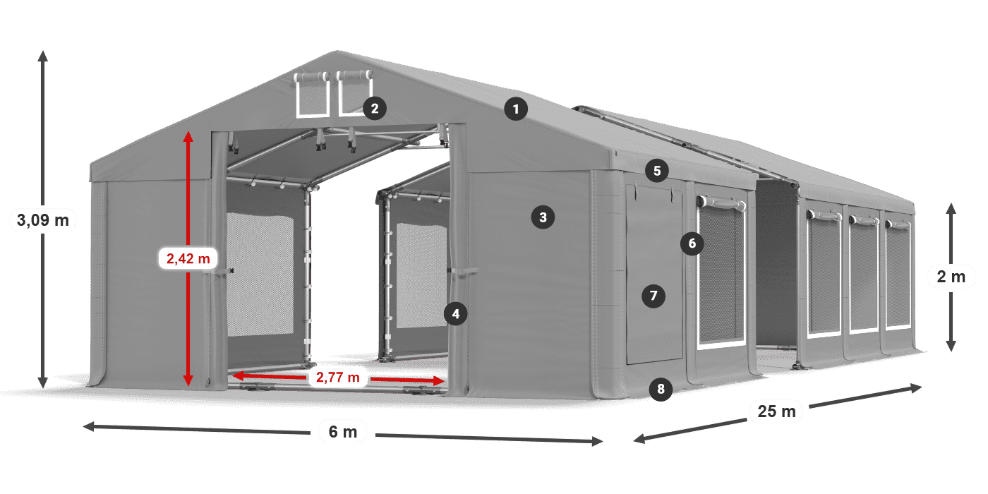 Dach: MS 580 PVC Ściany: SD M 500 PVC 2m legenda