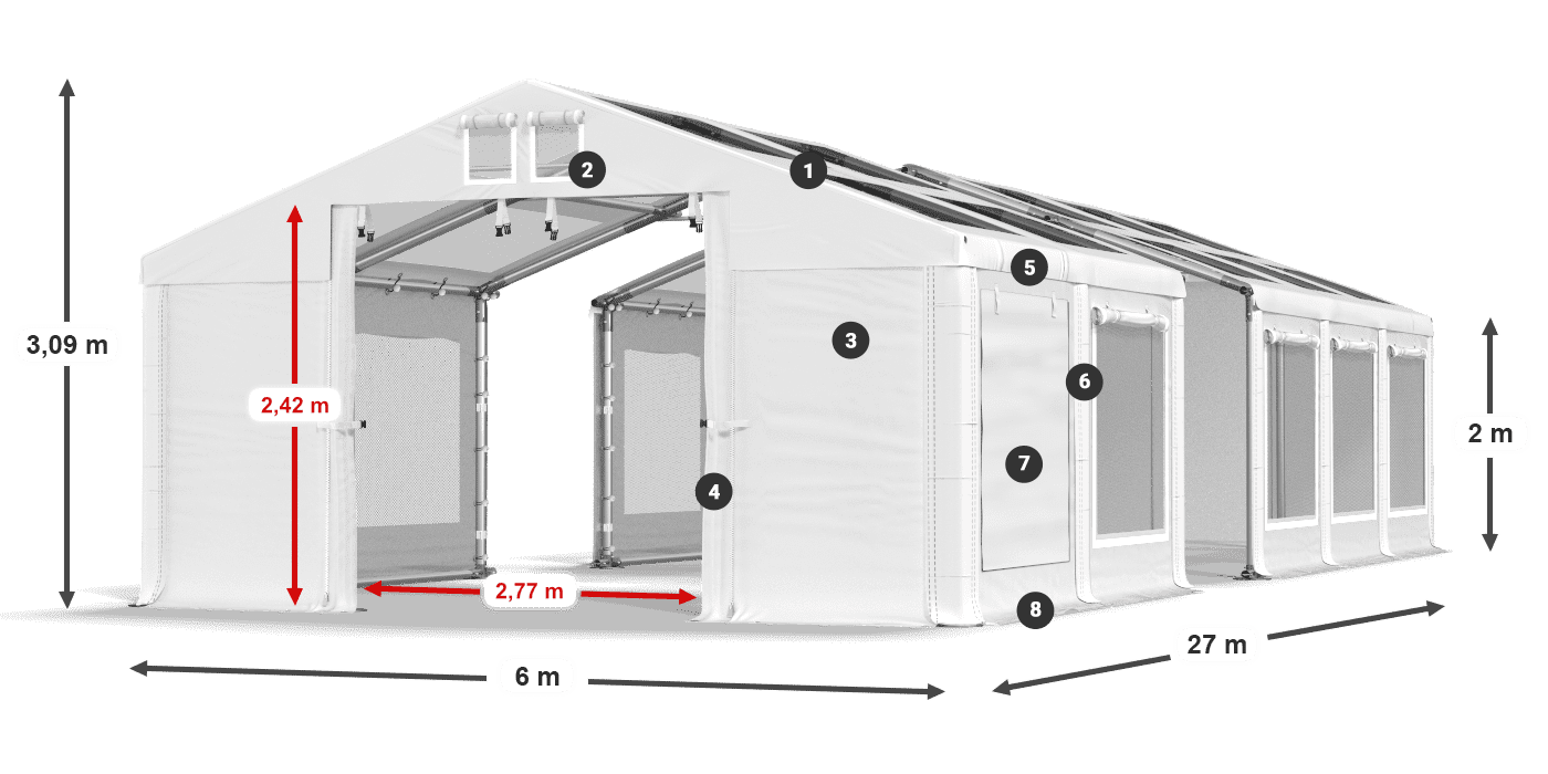 Dach: MS T 580 PVC Ściany: SDM  500 PVC 2m legenda