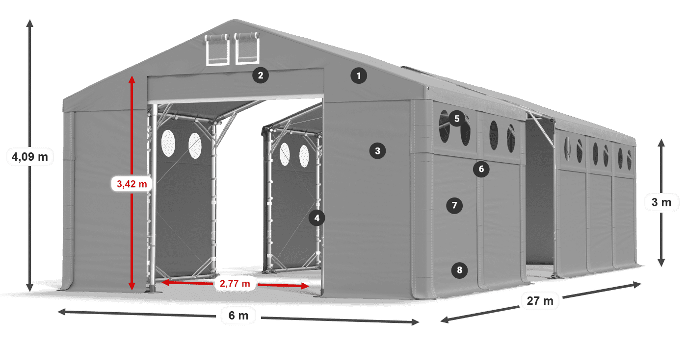 Dach: MS 580 PVC Ściany: FR O 620 PVC 3m legenda