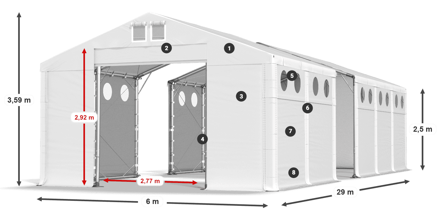 Dach: FR 620 PVC Ściany: SD O 500 PVC 2.5m legenda