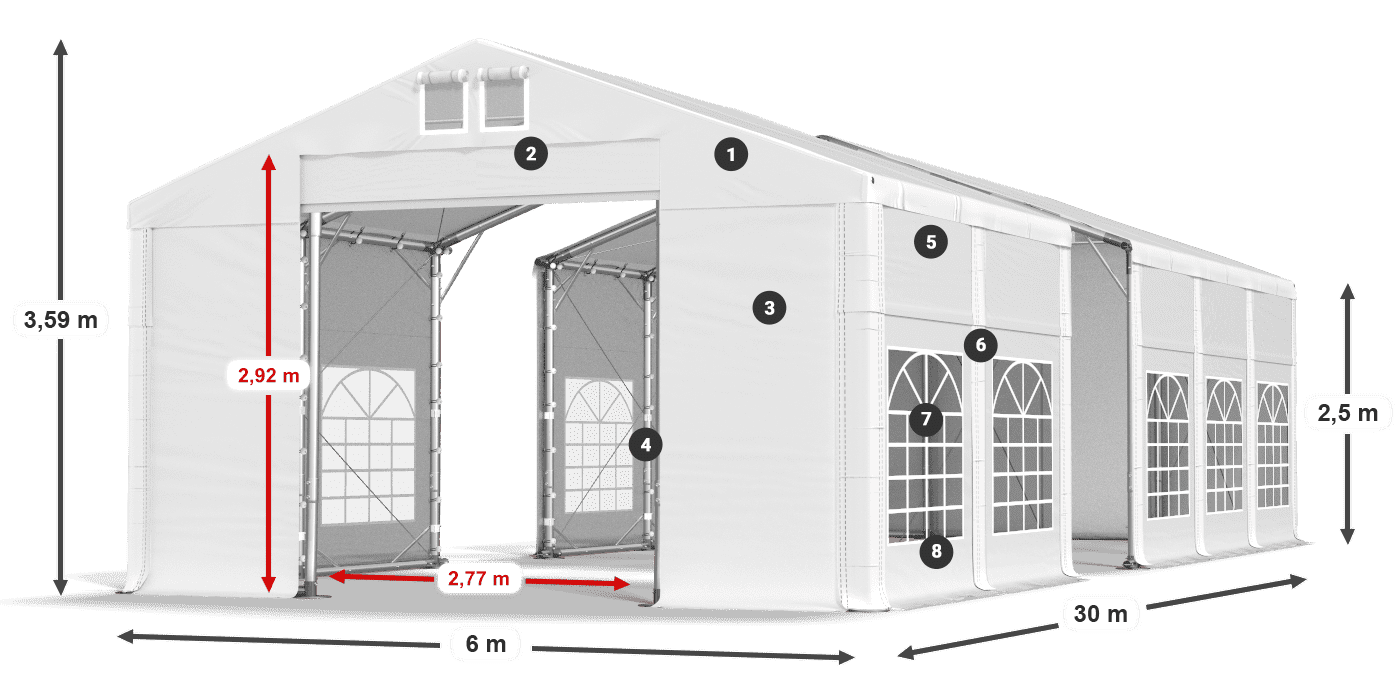 Dach: SD 560 PVC Ściany: FR 620 PVC legenda 2.5m