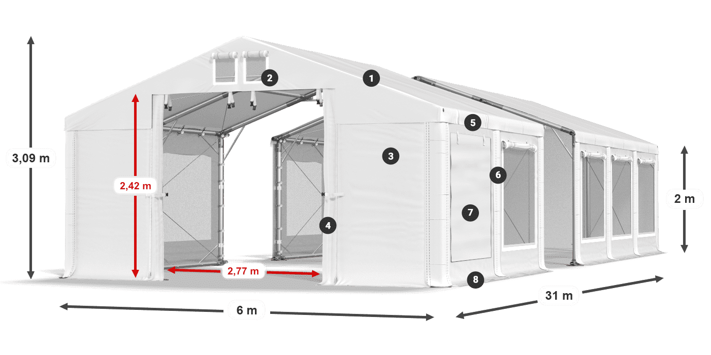 Dach: MS 580 PVC Ściany: SD M 500 PVC 2m legenda