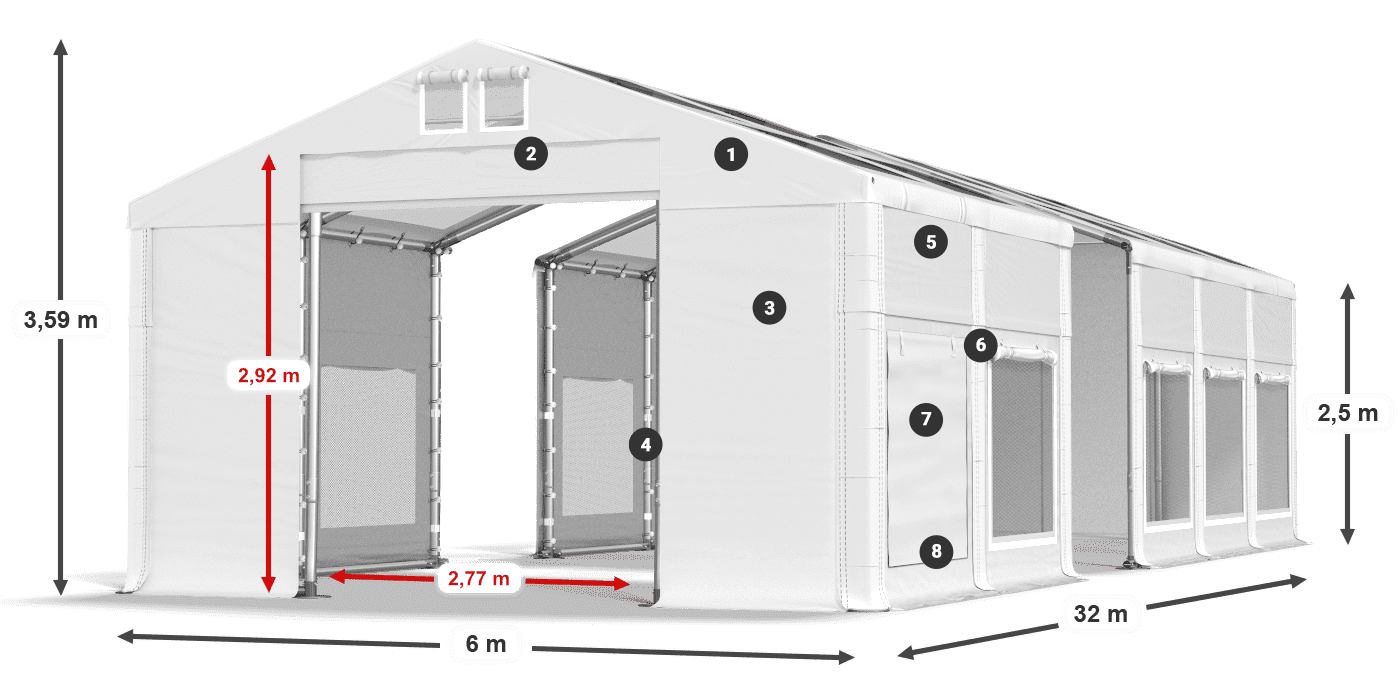 Dach: MS T 580 PVC Ściany: SD M 500 PVC 2,5m legenda