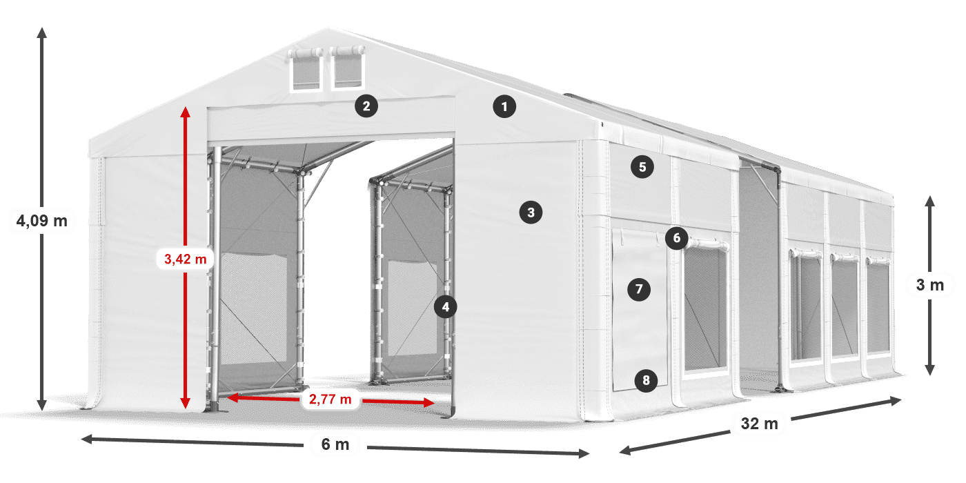 Dach: FR 620 PVC Ściany: SD 500 PVC 3m legenda