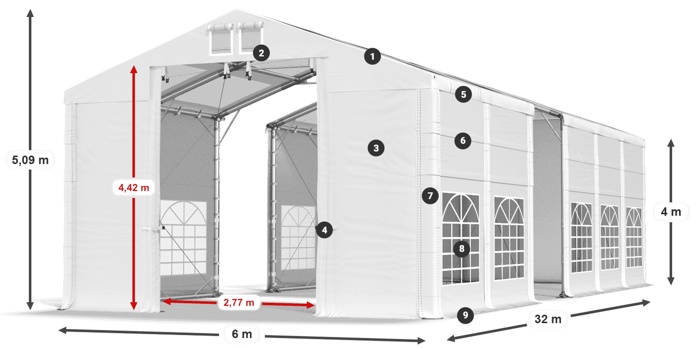 Dach: MS T 580 PVC Ściany: SD 500 I PVC 4m legenda