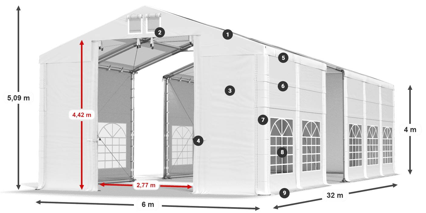 Dach: MS T 580 PVC Ściany: SD 500 I PVC 4m legenda