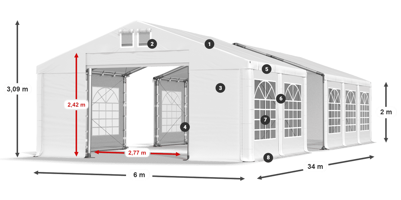 Dach: MS 580 PVC Ściany: FR 620 PVC 2m legenda