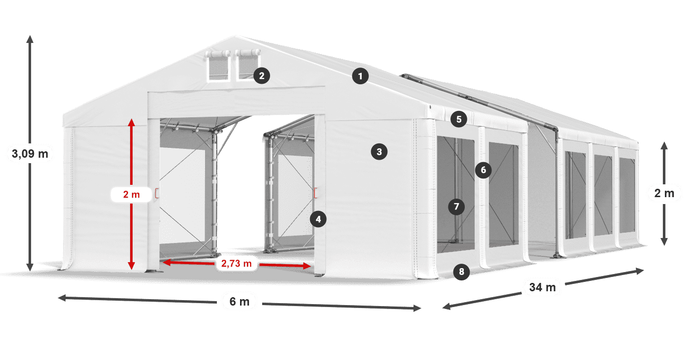 Dach: MS 580 PVC Ściany: MS 580 PVC 2m legenda