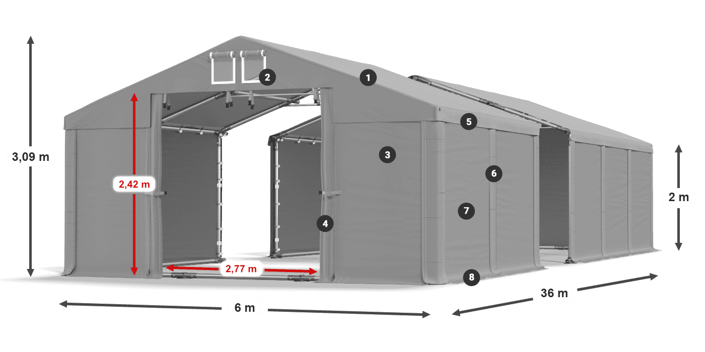Dach: MS 580 PVC Ściany: SD 500 PVC 2m legenda