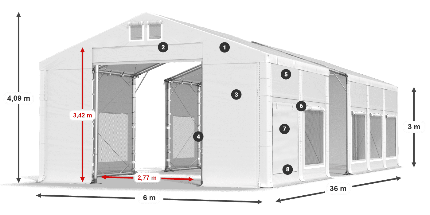 Dach: FR 620 PVC Ściany: SD 500 PVC 3m legenda