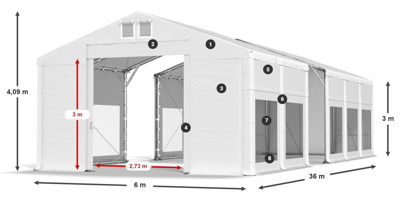 Dach: MS 580 PVC Ściany: MS 580 PVC 3m legenda