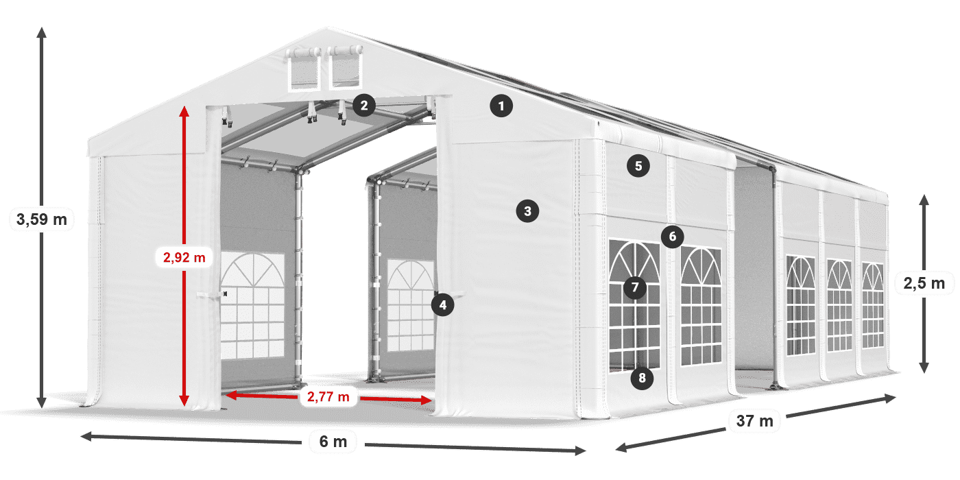 Dach: MS 580 PVC Ściany: SD 500 PVC 2.5m legenda