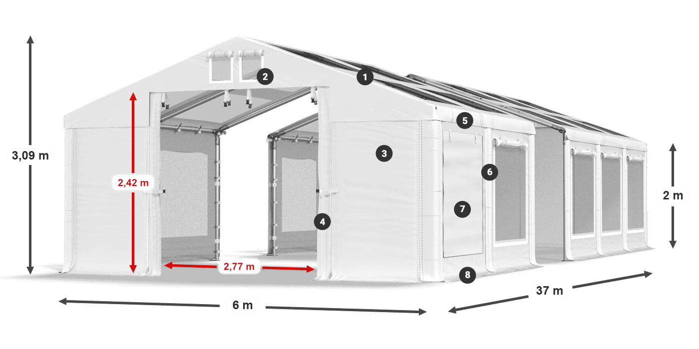 Dach: MS T 580 PVC Ściany: SDM  500 PVC 2m legenda