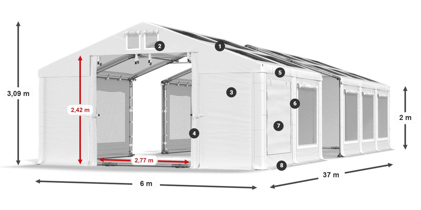 Dach: MS T 580 PVC Ściany: SDM  500 PVC 2m legenda