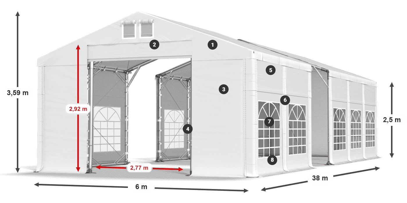 Dach: FR 620 PVC Ściany: SD 500 PVC 2.5m legenda
