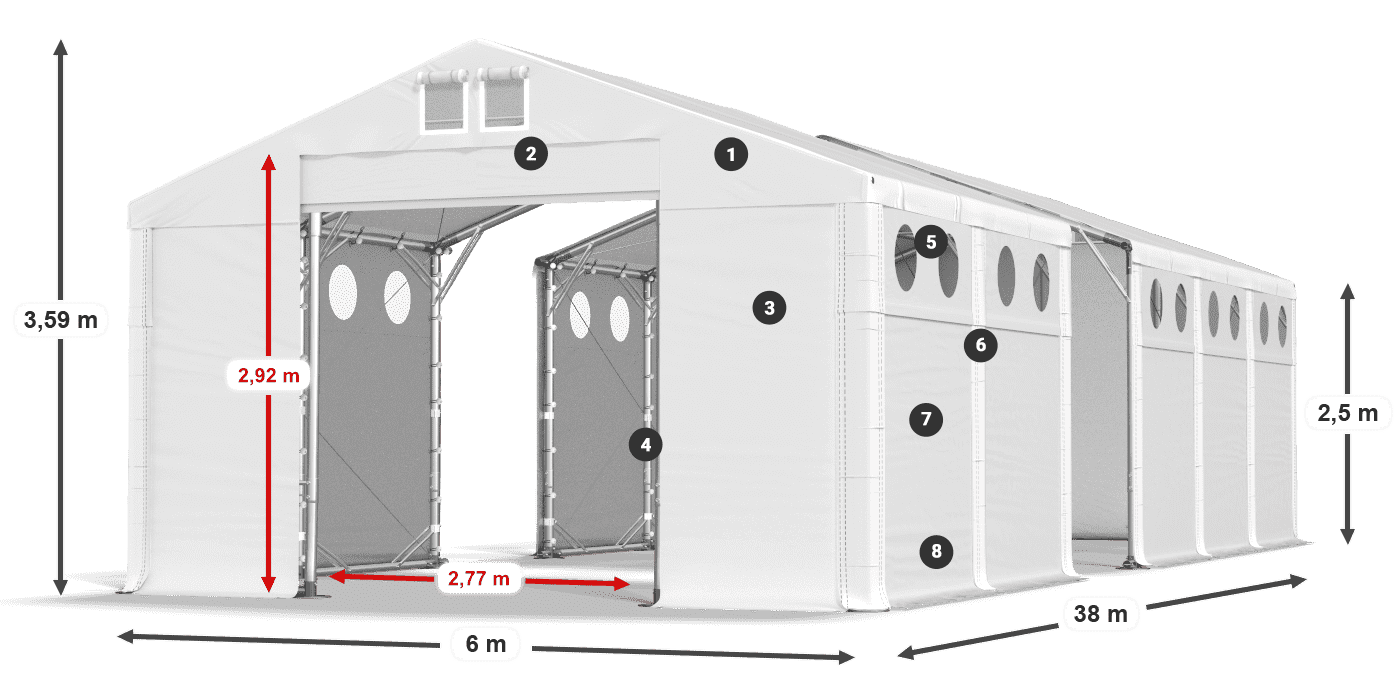 Dach: SD 560 PVC Ściany: FR O 620 PVC legenda 2.5m